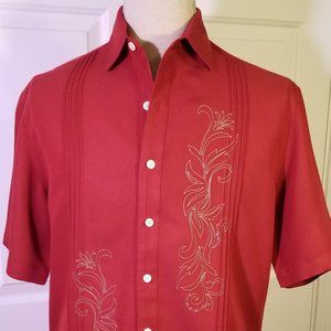 Caribbean Embroidery Short-Sleeve Woven Shirt M
